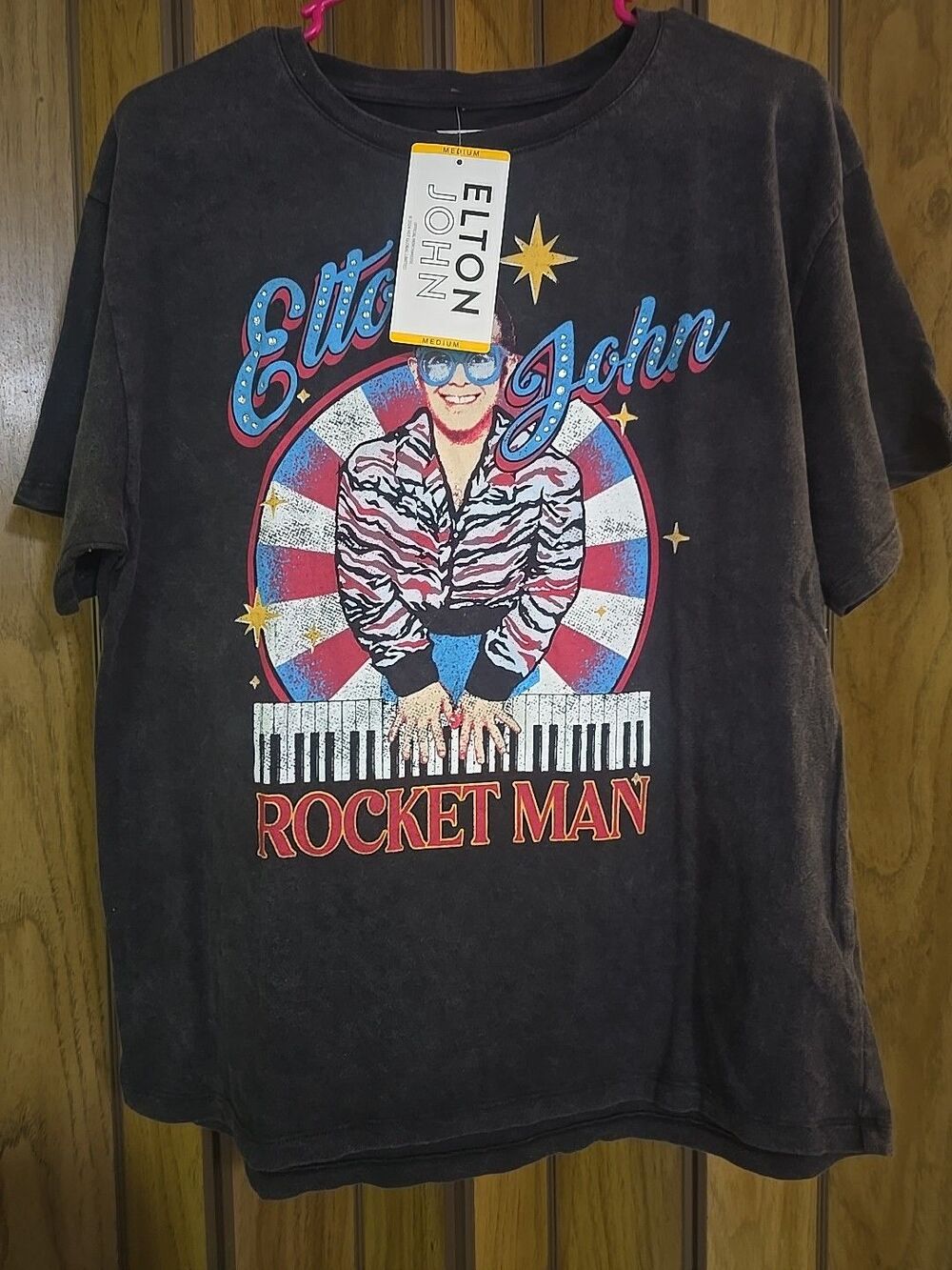 Elton John Rocket Man Ladie's T-Shirt Medium M  Official Merch Rhinestones bling